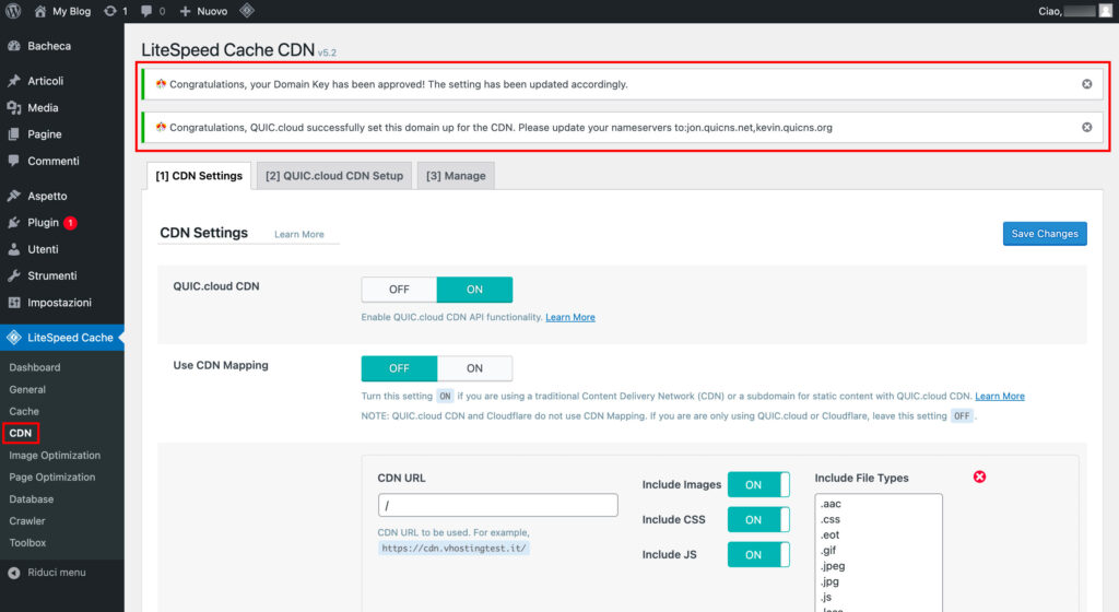 Come attivare e configurare la CDN di QUIC.cloud con LiteSpeed