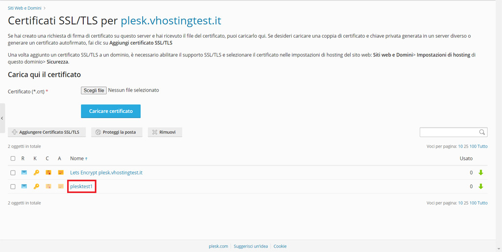 Come gestire i certificati SSL da Plesk 