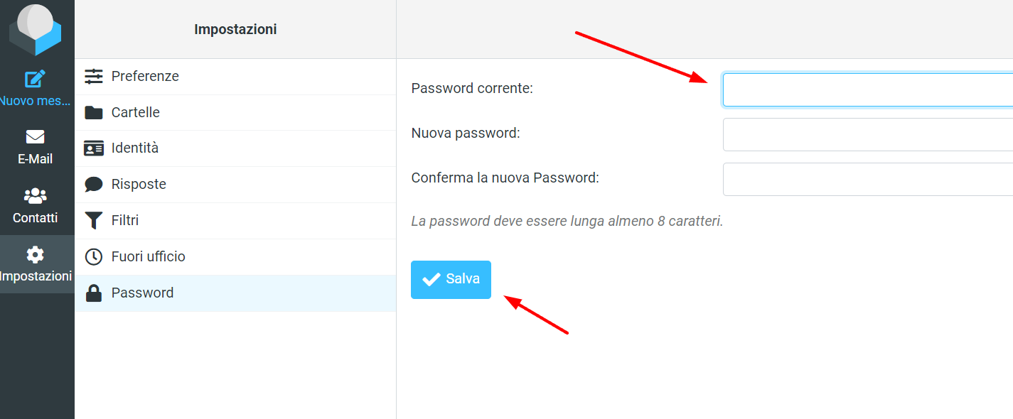 Roundcube: Come cambiare la password email dalla webmail